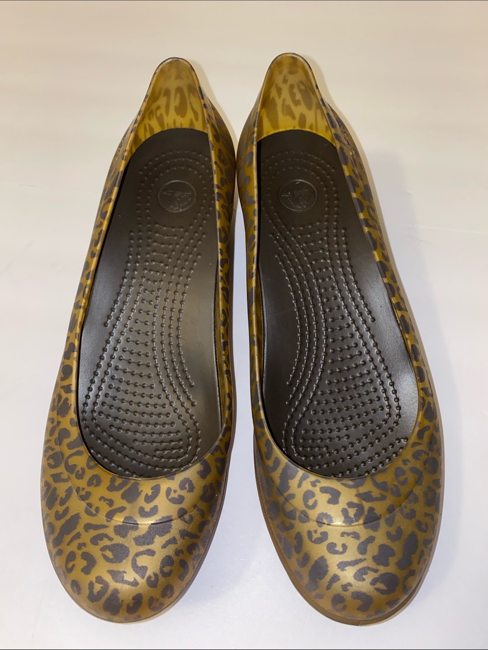 Crocs Carlisa Leopard Mini Wedge Pump Shoes